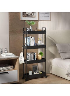 Chulovs Slim Storage Cart, 4 Tier Bathroom Organizer Mobile Shelving Unit, Rolling Utility Cart Slide Out Organizer for Kitchen, Bathroom, Laundry, Narrow Places, Black  - Image 5