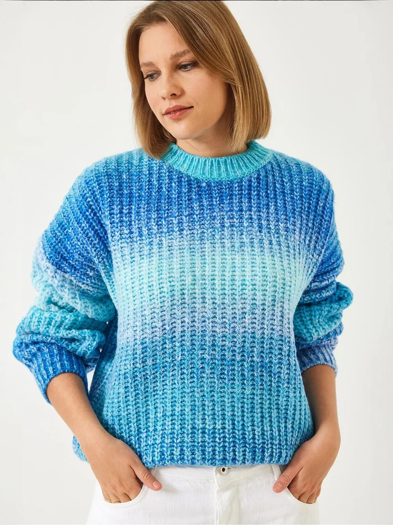 بيانكو لوتشي كنزة بياقة مستديرة مضلعة بتدرج لوتشي