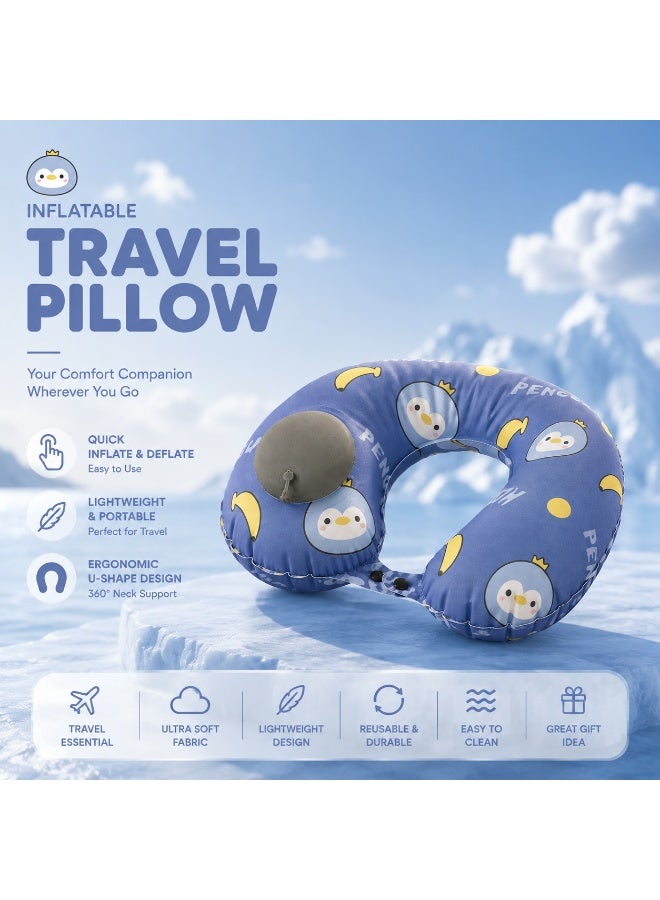 Inflatable Travel Pillow, U-Shaped Neck Support Pillow, Portable for Airplane & Car - Image 1