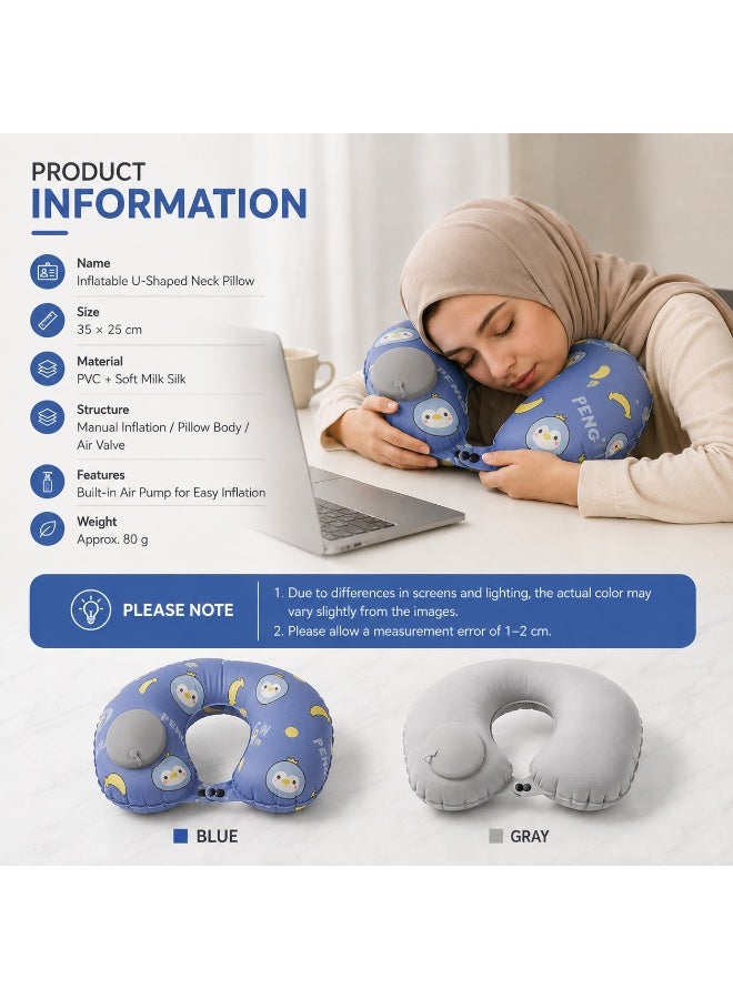 Inflatable Travel Pillow, U-Shaped Neck Support Pillow, Portable for Airplane & Car - Image 4