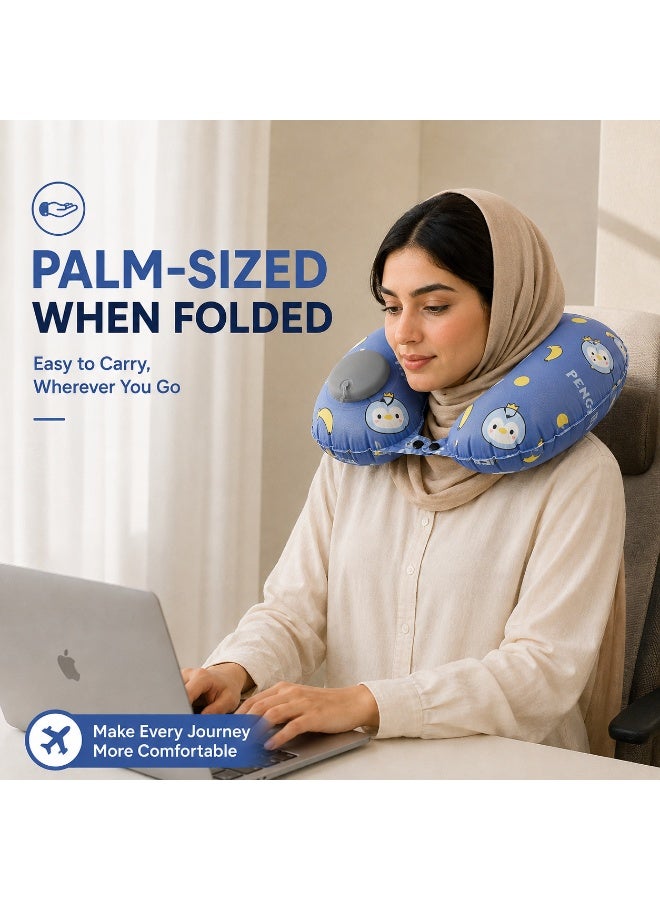 Inflatable Travel Pillow, U-Shaped Neck Support Pillow, Portable for Airplane & Car - Image 2