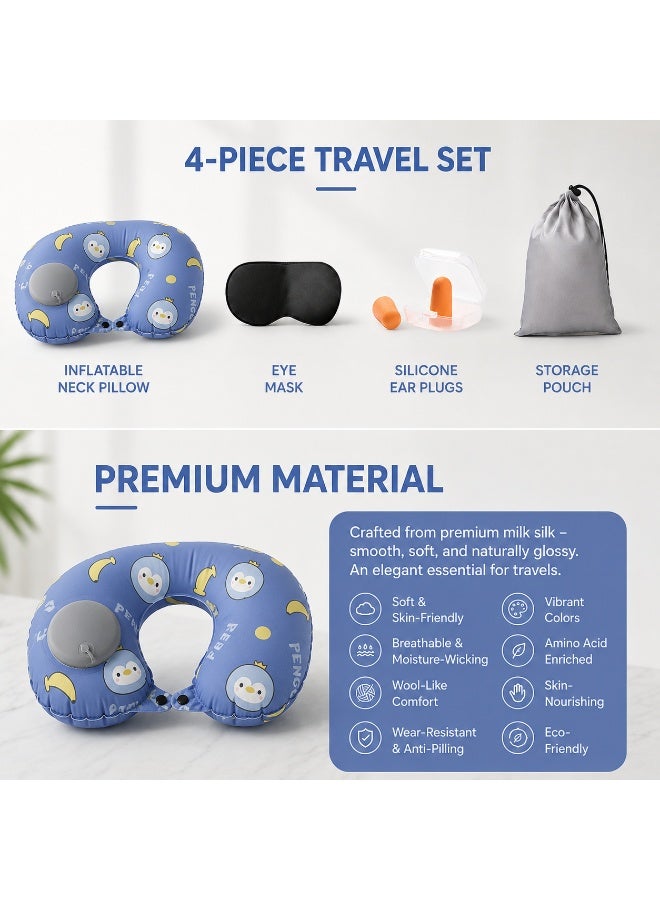 Inflatable Travel Pillow, U-Shaped Neck Support Pillow, Portable for Airplane & Car - Image 3