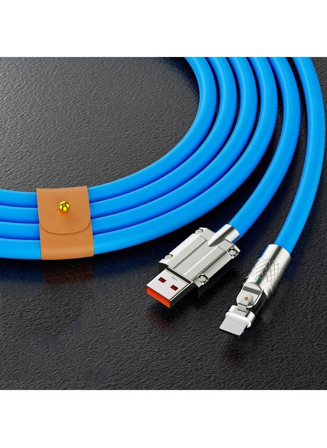 Generic USB to Lightning Fast Charge Cable with LED Charging Light, 180° Rotating Lightning Cord Durable to Avoid Breakage, Flexible Rotary Connector Thick Rubber Safety Charging(for iphone, Blue 2 Meter)  - Image 3