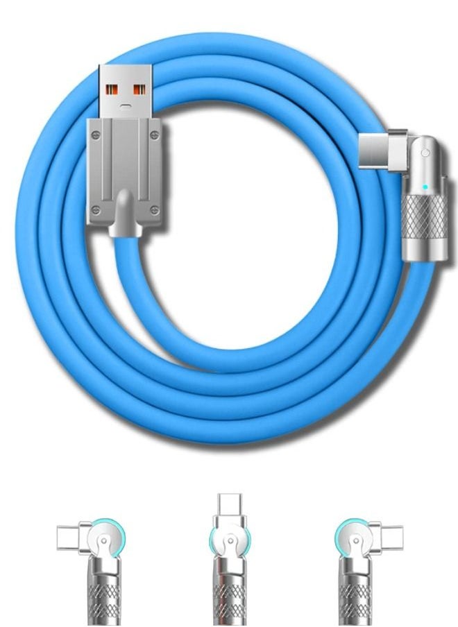 Generic USB to Lightning Fast Charge Cable with LED Charging Light, 180° Rotating Lightning Cord Durable to Avoid Breakage, Flexible Rotary Connector Thick Rubber Safety Charging(for iphone, Blue 2 Meter)  - Image 2