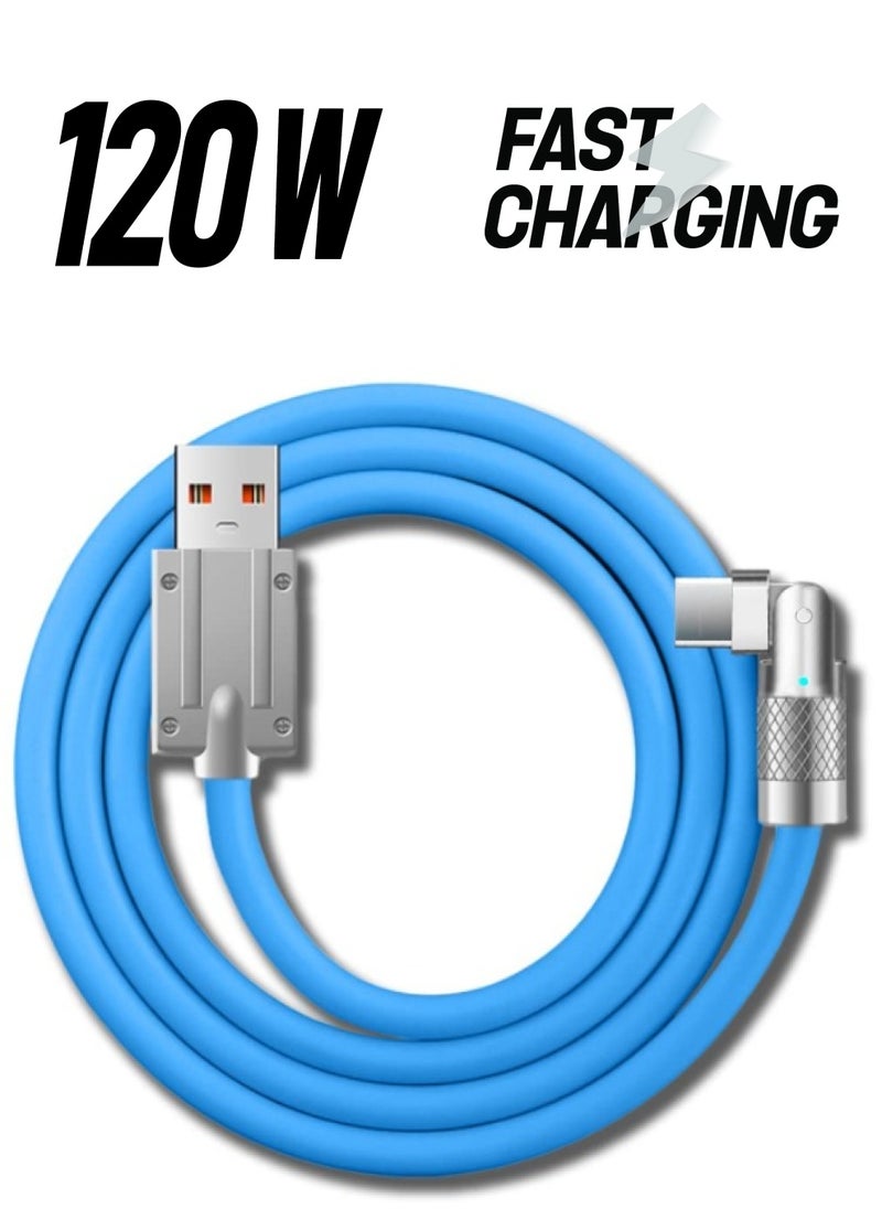 Generic USB to Lightning Fast Charge Cable with LED Charging Light, 180° Rotating Lightning Cord Durable to Avoid Breakage, Flexible Rotary Connector Thick Rubber Safety Charging(for iphone, Blue 2 Meter)  - Image 1