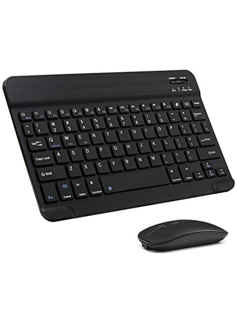 Ultra-Slim Bluetooth Keyboard and Mouse Combo Rechargeable Portable Wireless Keyboard Mouse Set for Apple iPad iPhone iOS 13 and Above Samsung Tablet Phone Smartphone Android Windows (Black)