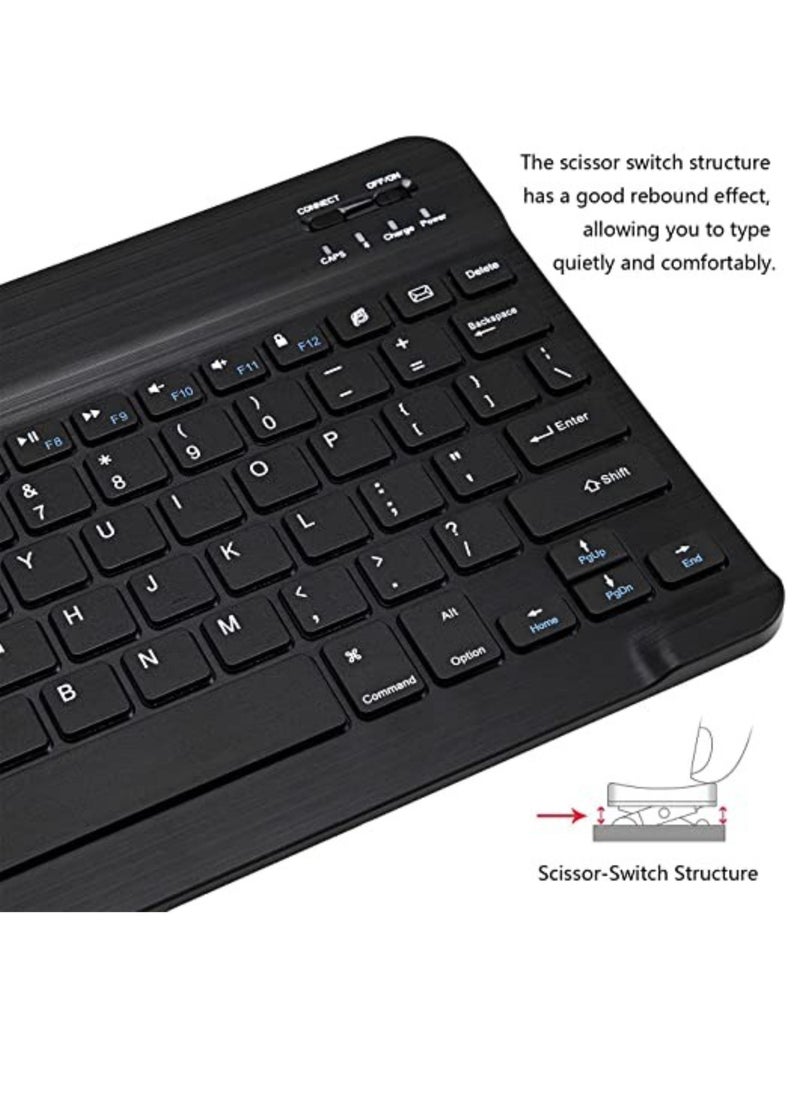 Ultra-Slim Bluetooth Keyboard and Mouse Combo Rechargeable Portable Wireless Keyboard Mouse Set for Apple iPad iPhone iOS 13 and Above Samsung Tablet Phone Smartphone Android Windows (Black)