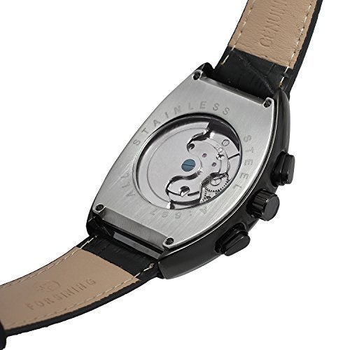 FORSINING Men's Automatic Self-Winding Rectangle Watch Calendar Genuine Leather Strap Tourbillon Watch - Image 2