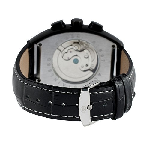 FORSINING Men's Automatic Self-Winding Rectangle Watch Calendar Genuine Leather Strap Tourbillon Watch - Image 4