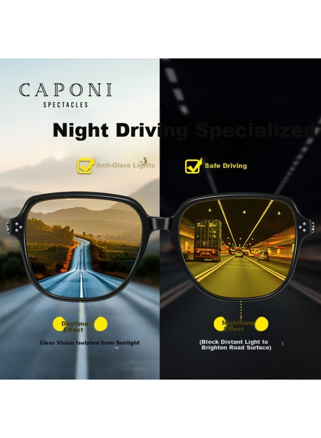 Caponi Polarized Photochromic Night Vision Sungl For Men And Women, Day And Night Dual-use Sun Gl, Driving Special Anti-glare Anti-uv