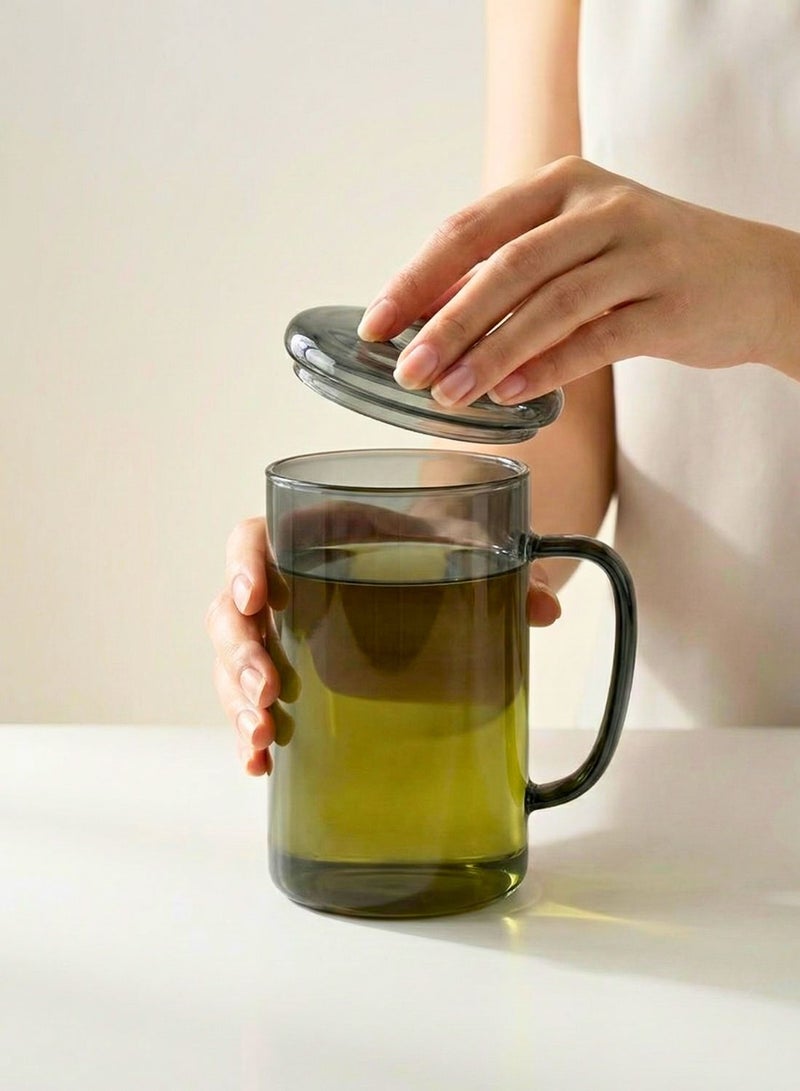 1 تشيس كوب زجاجي رمادي دخاني مع مصفاة وغطاء، 450 مل، قطعة واحدة - Image 3