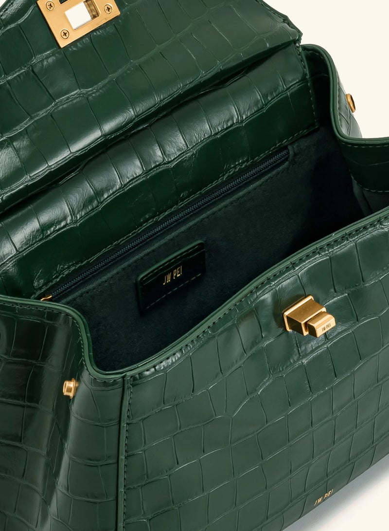 جي دبليو بي حقيبة يد كلاسيكية من Lucia - نمط جلد التمساح الأخضر - Image 4