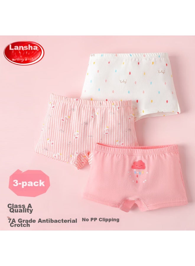 LANG SHA Langsha Children's Underwear, Girls' A-class Cotton 7a Antibacterial Breathable Boyshorts, Cute Cartoon Girls' Boxer Briefs, No Wedgie - Image 1