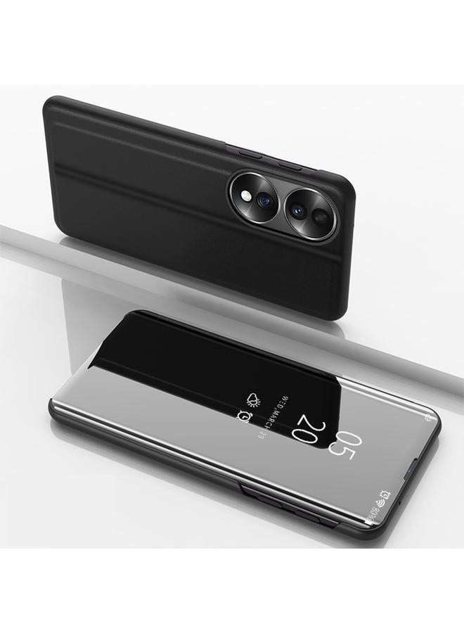 Green Tiger Case For Honor 70 Plated Mirror Horizontal Flip Leather Phone Case with Holder - Image 1