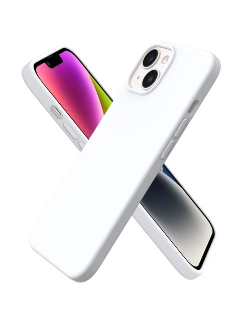 متوافق مع حافظة iPhone 13، حافظة حماية كاملة من السيليكون السائل مع [مضادة للخدش] [بطانة ناعمة من الألياف الدقيقة] [واقية للكاميرا] لهاتف iPhone 13 6.1 بوصة، أبيض