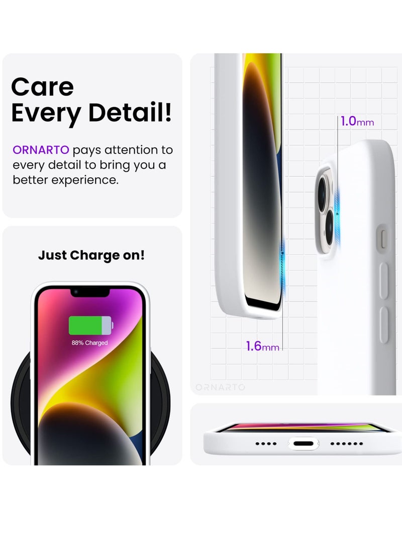 متوافق مع حافظة iPhone 13، حافظة حماية كاملة من السيليكون السائل مع [مضادة للخدش] [بطانة ناعمة من الألياف الدقيقة] [واقية للكاميرا] لهاتف iPhone 13 6.1 بوصة، أبيض