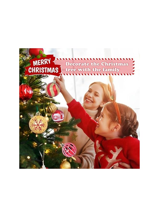 The Bros Christmas Ball Ornaments Set, Christmas Decorations for Home, Christmas Tree Decor, Christmas Tree Decorations Ornaments Ball for Holiday Party Decoration, 44pcs, Red & Gold - Image 3