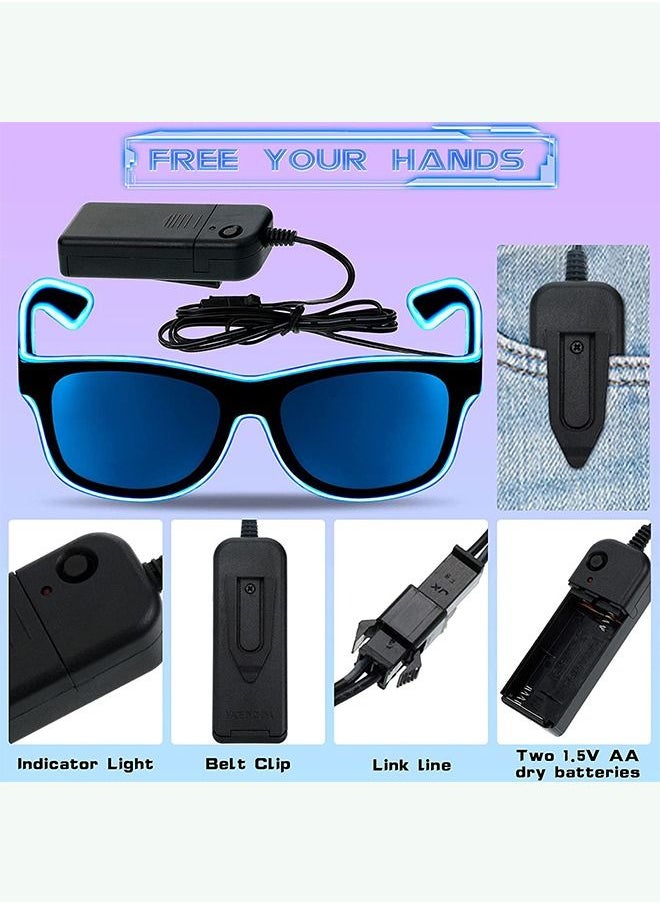 Generic - LED Light up Glasses Gloves and Shoelaces Set Multicolor Flashing for Halloween Carnival Glow Party New Year Rave Party - Image 1