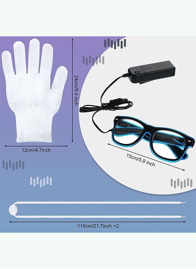 Generic - LED Light up Glasses Gloves and Shoelaces Set Multicolor Flashing for Halloween Carnival Glow Party New Year Rave Party - Image 1