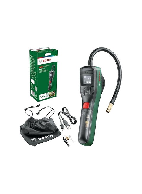 Bosch EasyPump 3.6V Digital Tire Inflator – Portable Battery‑Powered Air Pump, Up to 10.3 bar (150 PSI), USB‑C Rechargeable, for Car & Bike Tyres, Balls & Inflatables (Model 0603947000)