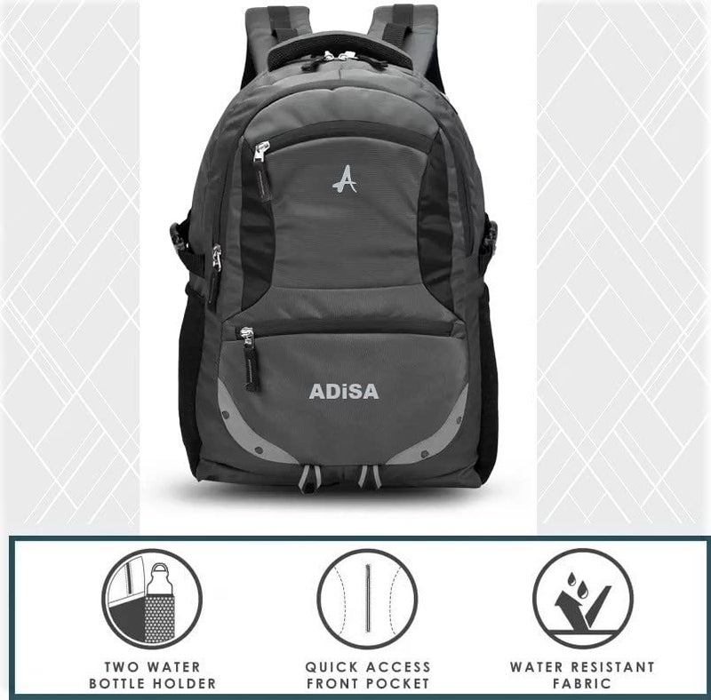 ADISA Laptop Backpack Office Bag College Travel Back Pack with rain Cover (BP058-GRE) - Image 2