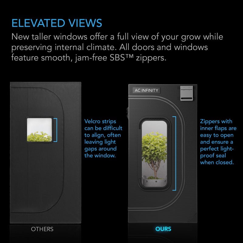 AC Infinity CLOUDLAB 422, Advance Grow Tent 2x2, Thickest 1" Poles, 2000D Mylar Canvas, Lab-Tested Highest Reflectivity, Largest Zipper Window, Controller Mount Plate, 24" x 24" x 48" Indoor Growing - Image 4