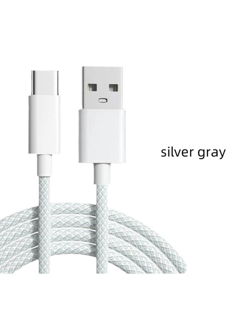 ينطبق على خطوط الشحن السريع لهاتف USB-Type-C (فضي رمادي، متر واحد) - Image 1