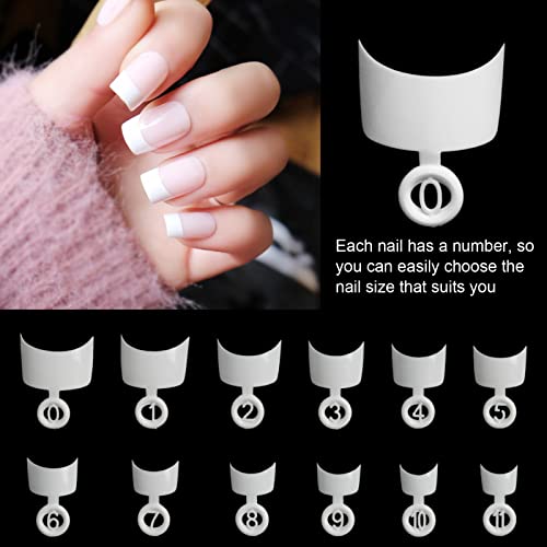 Ranrose 600PCS Short French Style False Nails Half Cover Nails Tips,White Short Acrylic Extension Finger Nail 12 Sizes with Box - Image 3