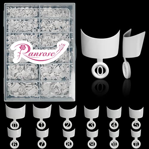 Ranrose 600PCS Short French Style False Nails Half Cover Nails Tips,White Short Acrylic Extension Finger Nail 12 Sizes with Box - Image 1