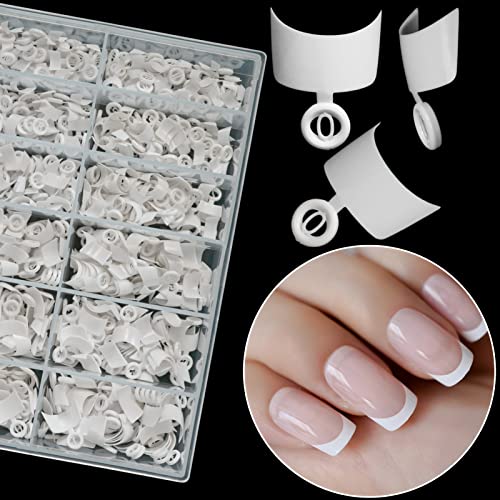 Ranrose 600PCS Short French Style False Nails Half Cover Nails Tips,White Short Acrylic Extension Finger Nail 12 Sizes with Box - Image 5