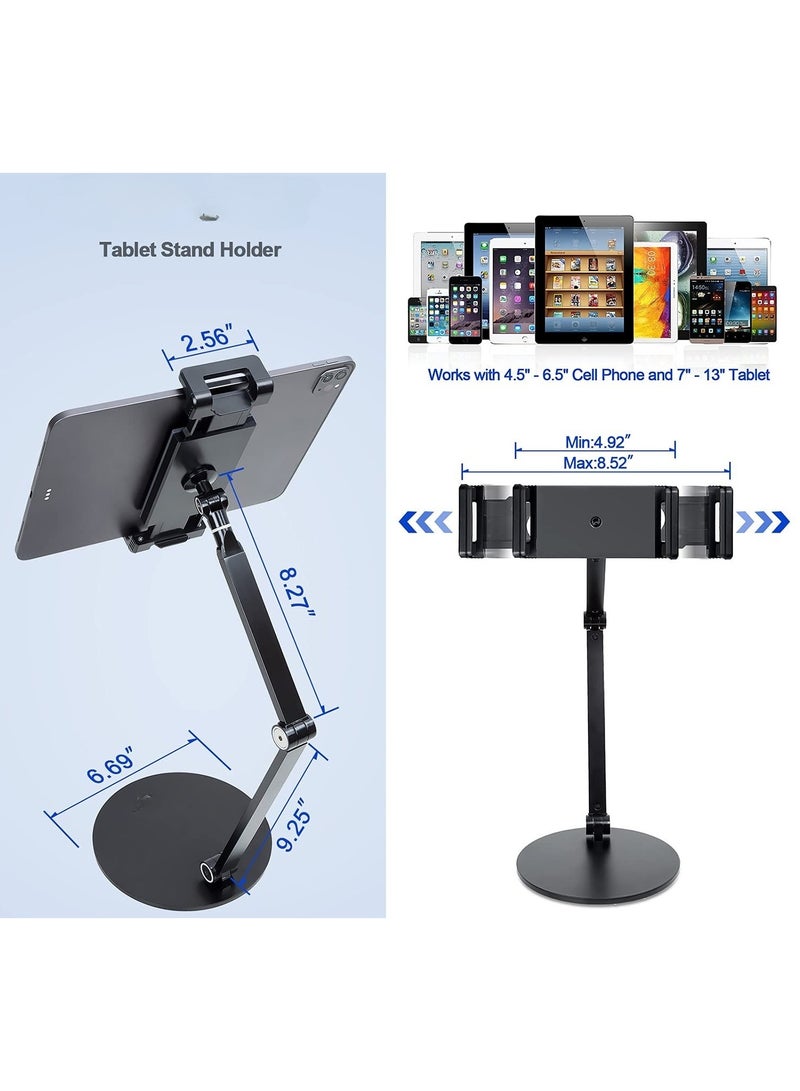 XiuWoo Tablet Stand for 4.7- 12.9inch Screen,Tightness Adjustable 360°Rotatable Multi-Angle Eye-Level Aluminum Solid Long Arm Tablets Stands for iPad Pro Air,Microsoft Surface Pro Series,Samsung Galaxy Tabs,Kindle,White - Image 3