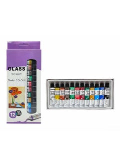 Brille Bee Glass Studio Paint Set 12 Vibrant Colors for Glass Ceramic and Porcelain Premium Transparent NonToxic WaterBased Paints Ideal for DIY Crafts Stained Glass Effects Home Dcor 