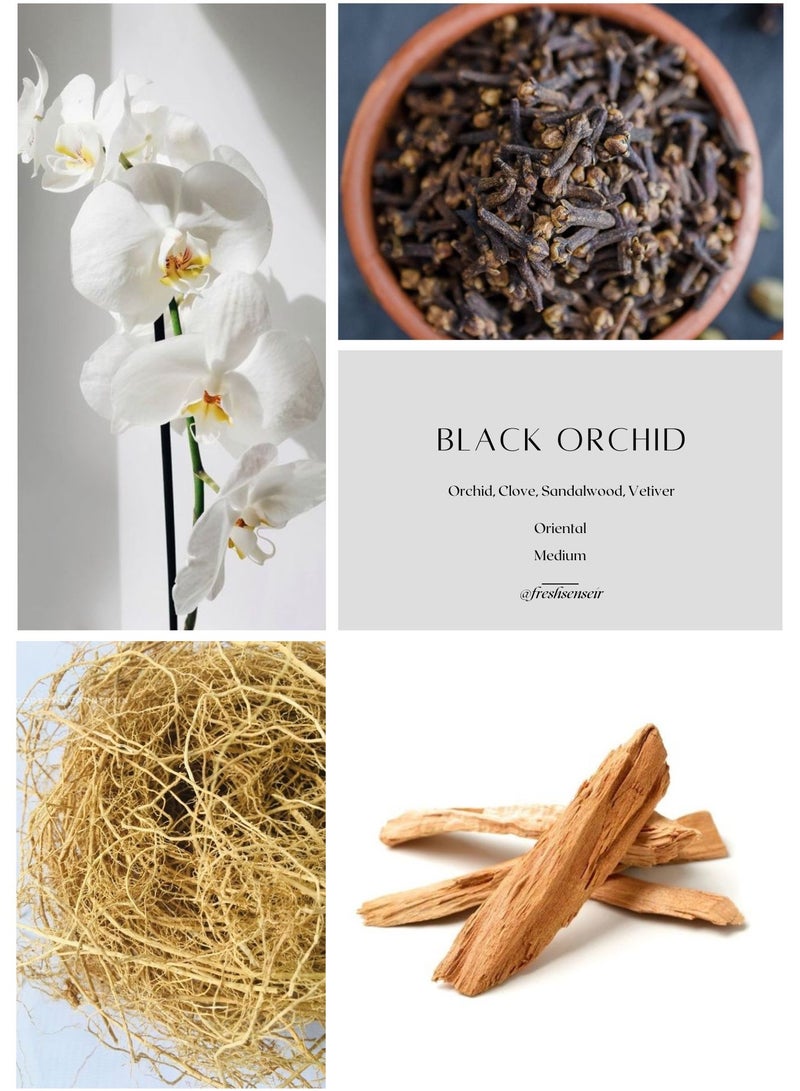 Fresh Sense Black Orchid Diffuser Aroma Oil – Orchid, Clove, Sandalwood & Vetiver Aromatherapy Blend for Oil Diffusers and Scent Machines – Made in UK – Medium Intensity Oriental Scent - Image 1