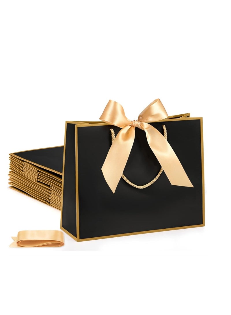 10 Packs Gift Bags with Handles Elegant Gift Bags With Bow Ribbon for Wedding Bridal Shower Birthday Housewarming Holiday Gift Bags - Image 1