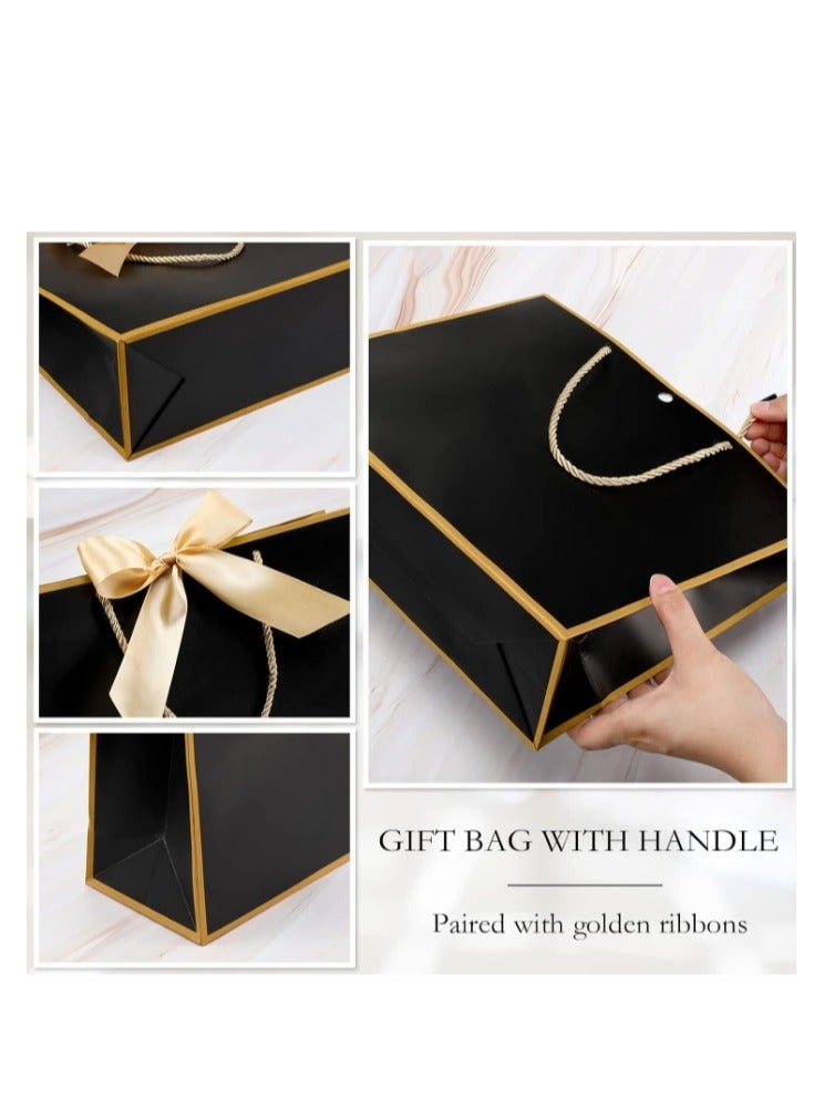 10 Packs Gift Bags with Handles Elegant Gift Bags With Bow Ribbon for Wedding Bridal Shower Birthday Housewarming Holiday Gift Bags - Image 2
