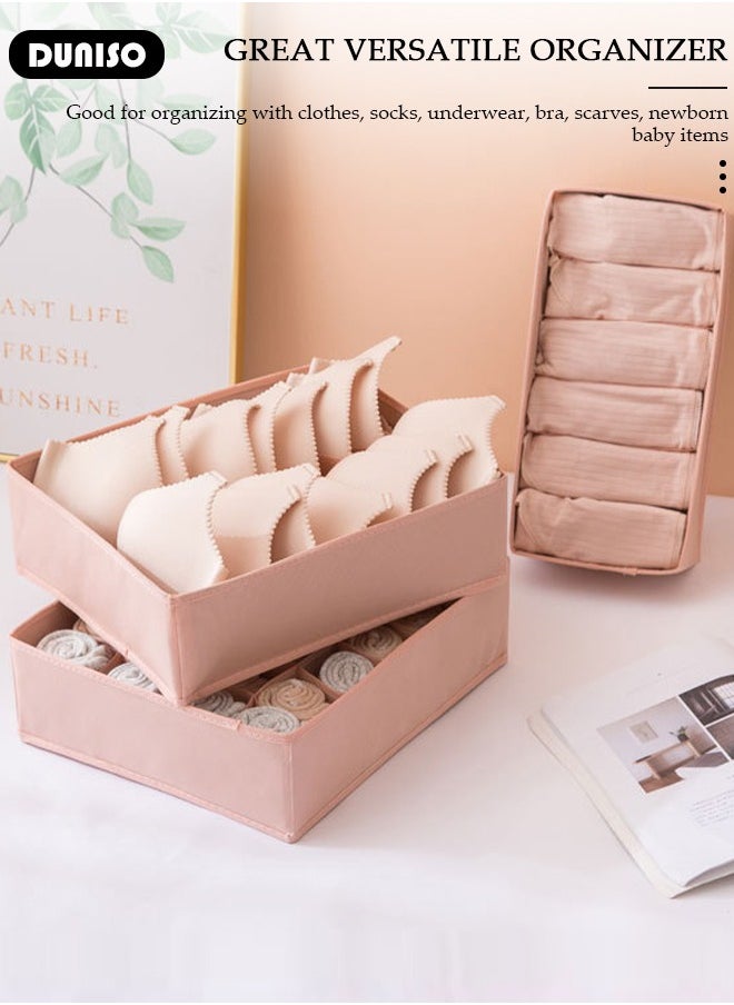 DUNISO 3pcs Wardrobe Clothes Organizer Sock Underwear Drawer Organizer Dividers Cell Foldable Fabric Dresser Closet Storage Box and Storage Bins for Clothing, Baby Clothes, Bra, Panty, Skirt,Scarf, Ties, Scarves  - Image 5