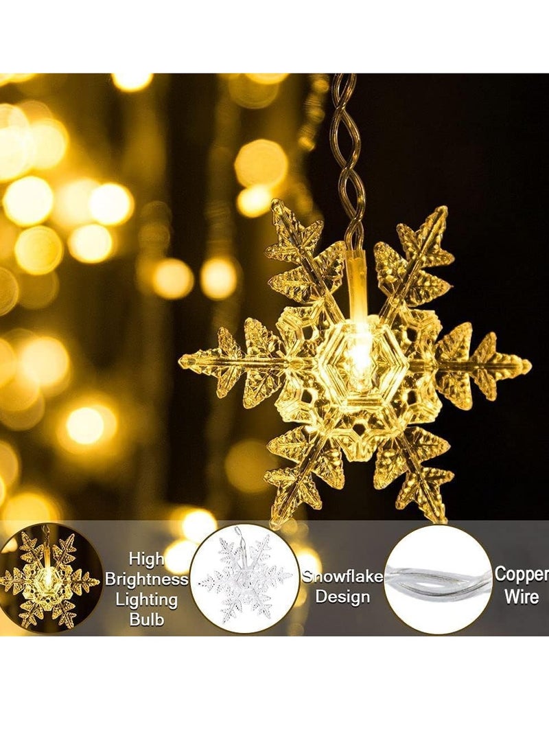 أضواء سلسلة ستارة ندفة الثلج، أضواء مقاومة للماء تعمل بالطاقة الشمسية، أضواء حكاية خرافية، ديكور داخلي وخارجي، ديكور منزلي لحديقة الحفلات، 13 قدم عيد الميلاد (أبيض دافئ، شمسي) - Image 2