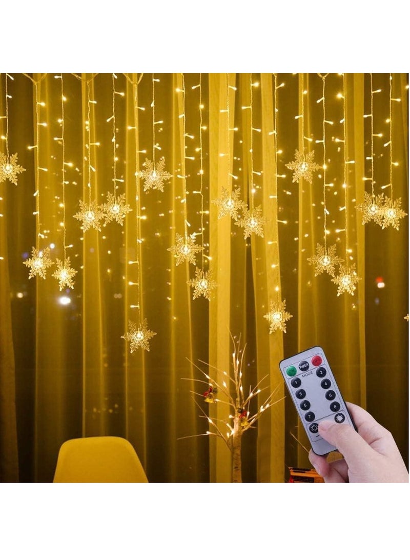 أضواء سلسلة ستارة ندفة الثلج، أضواء مقاومة للماء تعمل بالطاقة الشمسية، أضواء حكاية خرافية، ديكور داخلي وخارجي، ديكور منزلي لحديقة الحفلات، 13 قدم عيد الميلاد (أبيض دافئ، شمسي) - Image 1