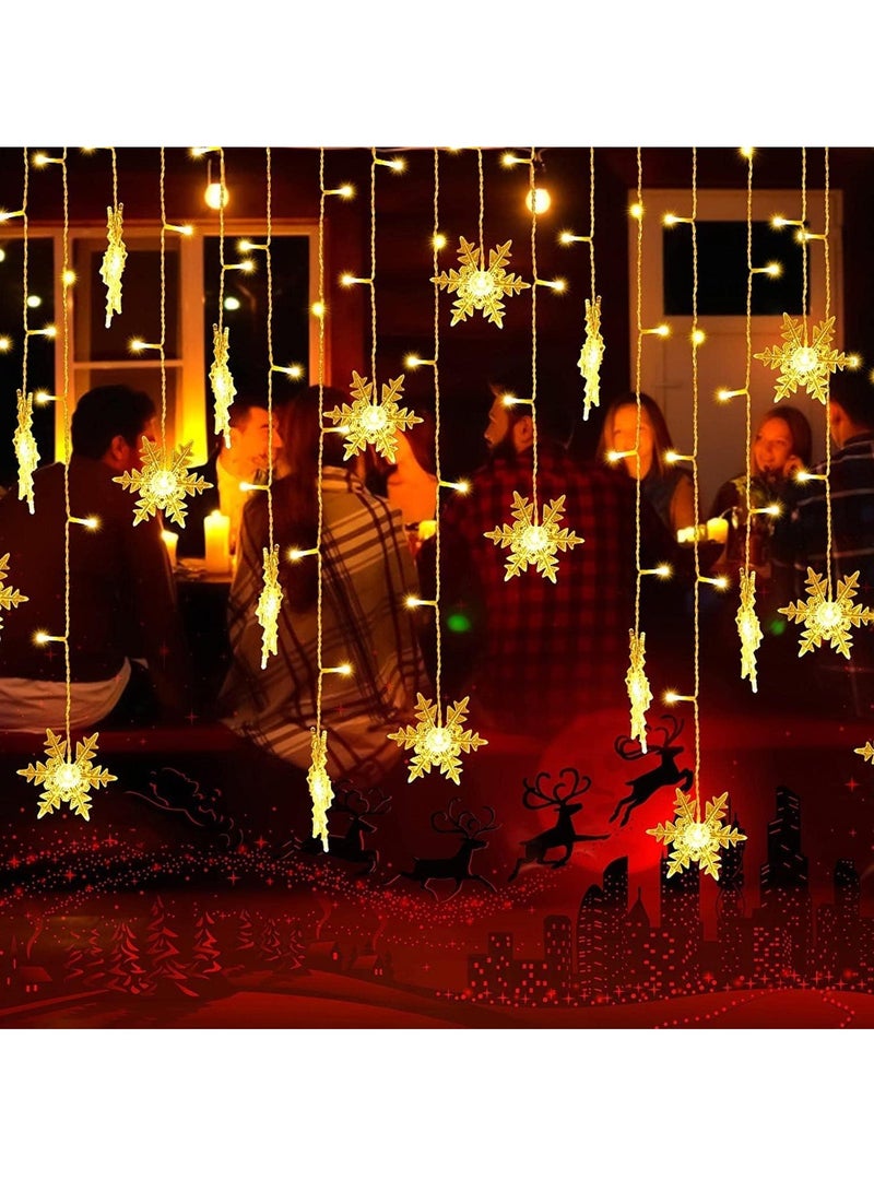 أضواء سلسلة ستارة ندفة الثلج، أضواء مقاومة للماء تعمل بالطاقة الشمسية، أضواء حكاية خرافية، ديكور داخلي وخارجي، ديكور منزلي لحديقة الحفلات، 13 قدم عيد الميلاد (أبيض دافئ، شمسي) - Image 3