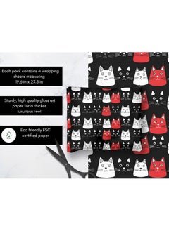 4 X Cat Wrapping Paper Sheets Black White Red Cute Animal Design Goth Gothic Gift Wrap For Women Her - pzsku/Z7F27C3B2D9131C96F869Z/45/_/1735214615/d8e08044-990a-4853-967a-e22a8e618a9f