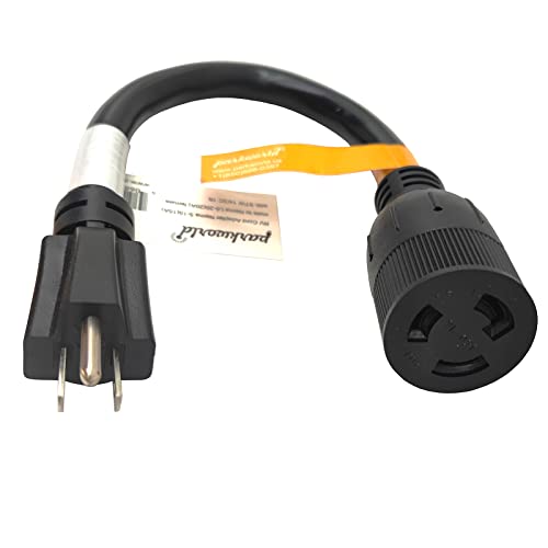 Park World Parkworld 691807A Adapter Cord 15 Amp 5-15P Plug Male to 20 Amp L6-20R Receptacle Locking Connector Female (ONLY Output 125 Volt) - Image 1
