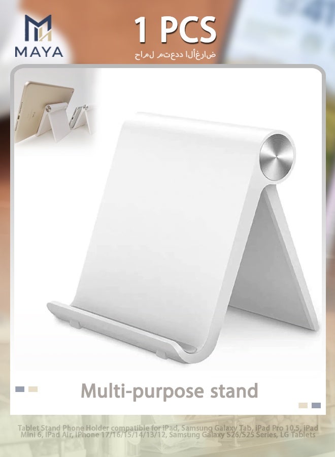 Maya Tablet Stand Phone Holder compatible for iPad, Samsung Galaxy Tab, iPad Pro 10.5, iPad Mini 6, iPad Air, iPhone 17/16/15/14/13/12, Samsung Galaxy S26/S25 Series, LG Tablets - Image 1