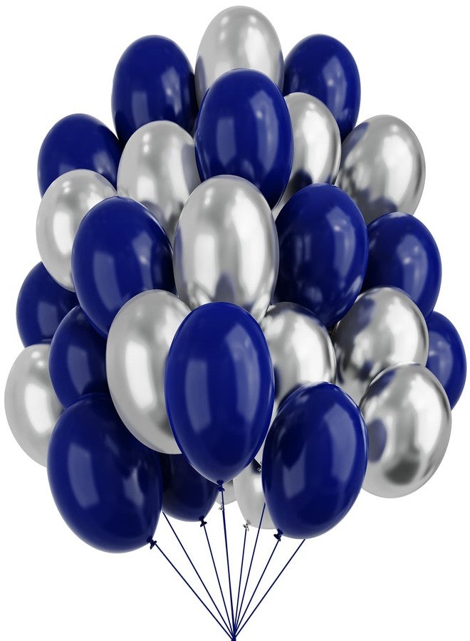 YMSZ Blue and Silver Balloons, 67pcs 12 Inch Navy Blue and Silver Party Balloons for Birthday, Graduation, Retirement, Anniversary Party Decorations - Image 1