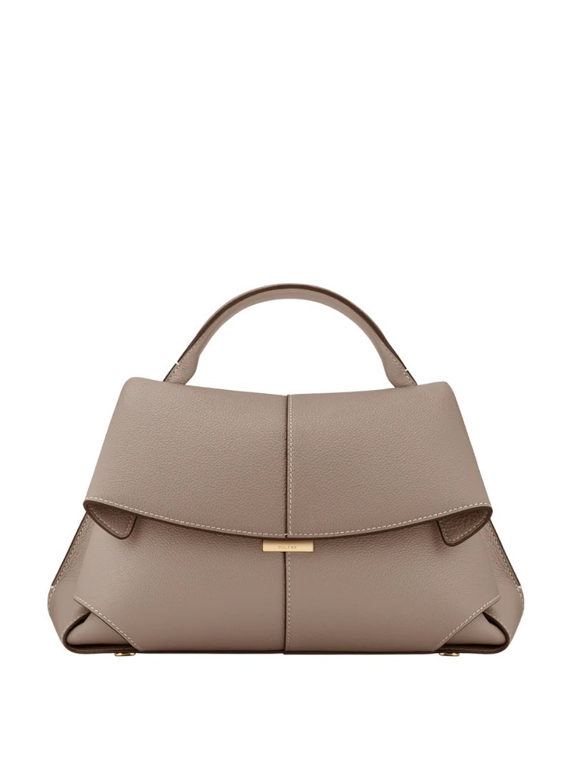 POLENE Polène ابتسامة الخمر الجلد مطوي حقيبة اليد / الكتف حقيبة الكاميرا Crossbody - رمادي - Image 1