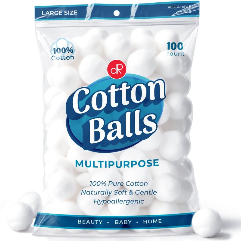 DecorRack 100 Count Large Size Cotton Balls 100 Pure Cotton for Nail Polish and MakeUp Removal Applying Oil Lotion or Powder Perfect for MultiPurpose Use Soft and Absorbent 100 Count - Image 2