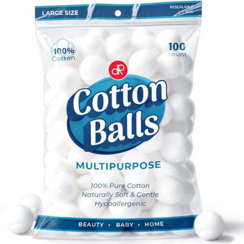 DecorRack 100 Count Large Size Cotton Balls 100 Pure Cotton for Nail Polish and MakeUp Removal Applying Oil Lotion or Powder Perfect for MultiPurpose Use Soft and Absorbent 100 Count - Image 1