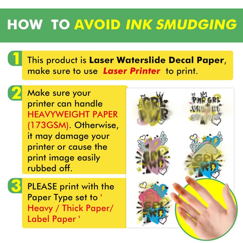 KOALA PAPER Koala Waterslide Decal Paper for Laser Printer - Clear Transparent - 25 Sheets Printable Water Slide Transfer Paper - 8.5x11 Inches - Image 2