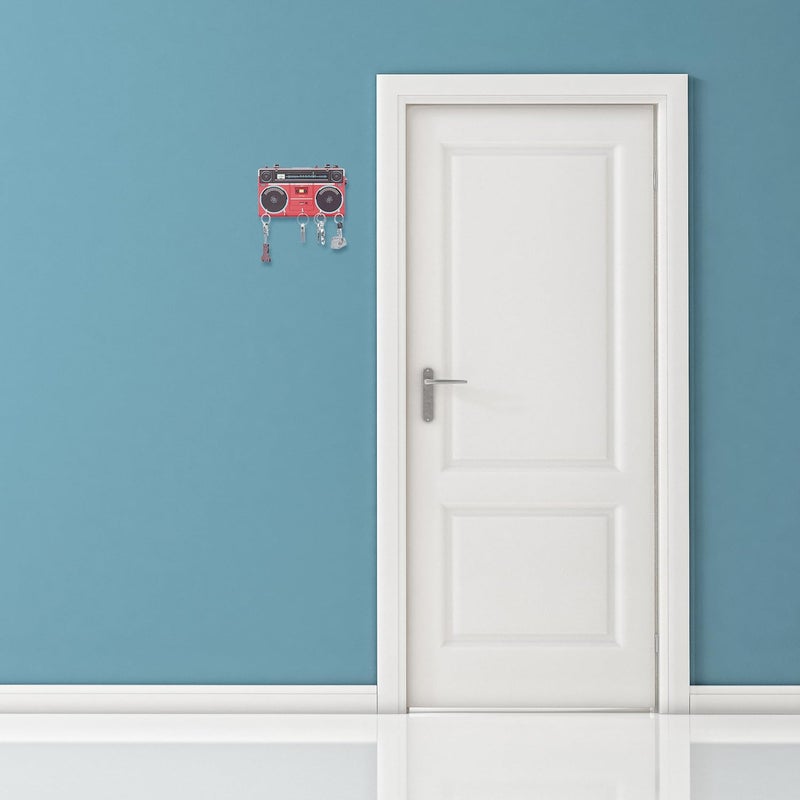 Brand - Solimo Solimo Designer Wall Mount Wooden Key Holder for Home Radio Design 5 Hooks - Image 3