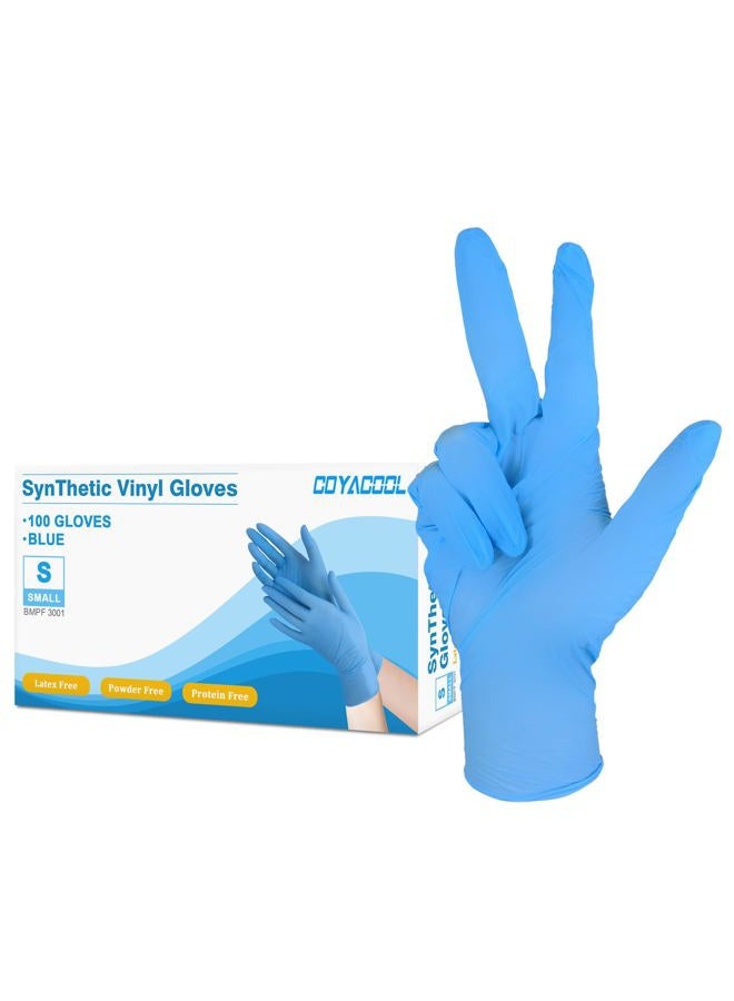 Coyacool Gloves Disposable Latex Free, Powder Free, 4 Mil Thick-Food Grade Gloves,100 Pc. Medium Cleaning Gloves, Blue - Image 1