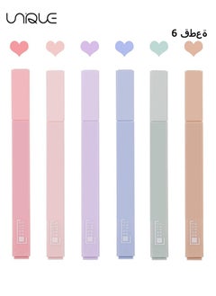 Unique 6Pcs Highlighter - esthetic Lovely Highlighters Mild Assorted Colors With Soft Chisel Tip, No Bleed Dry Fast Easy to Hold, for Journal Bible Planner Notes School Office Supplies  - Image 1